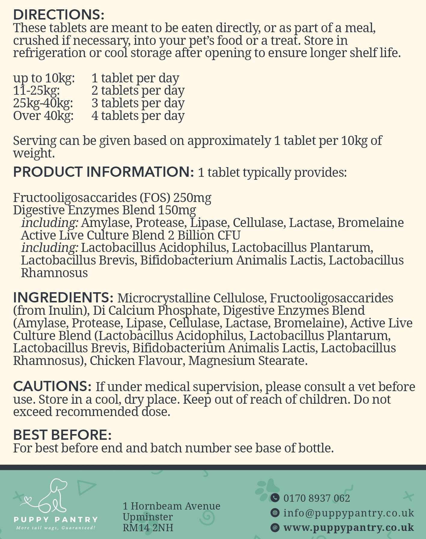 Gut Health Tablets – Chicken (120 Pack)
With probiotics, prebiotics & enzymes for digestive support